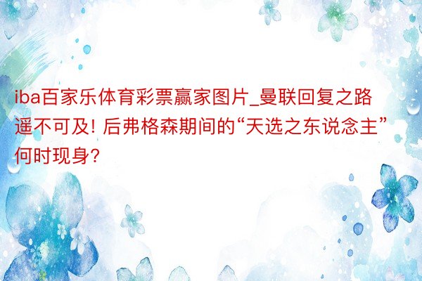 iba百家乐体育彩票赢家图片_曼联回复之路遥不可及! 后弗格森期间的“天选之东说念主”何时现身?