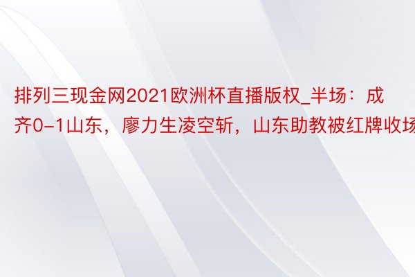 排列三现金网2021欧洲杯直播版权_半场：成齐0-1山东，廖力生凌空斩，山东助教被红牌收场