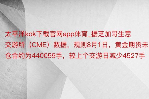 太平洋kok下载官网app体育_据芝加哥生意交游所（CME）数据，规则8月1日，黄金期货未平仓合约为440059手，较上个交游日减少4527手