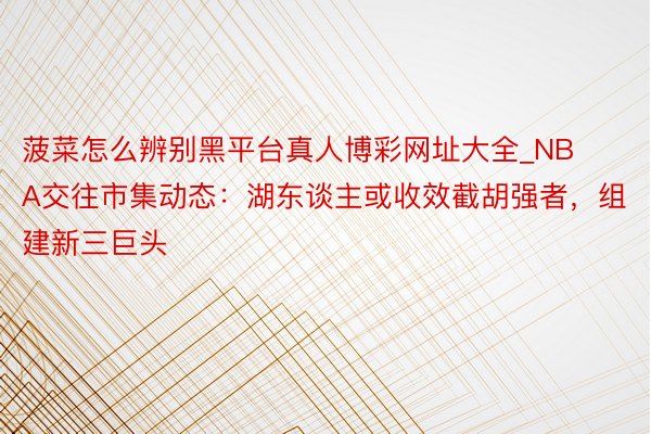 菠菜怎么辨别黑平台真人博彩网址大全_NBA交往市集动态：湖东谈主或收效截胡强者，组建新三巨头